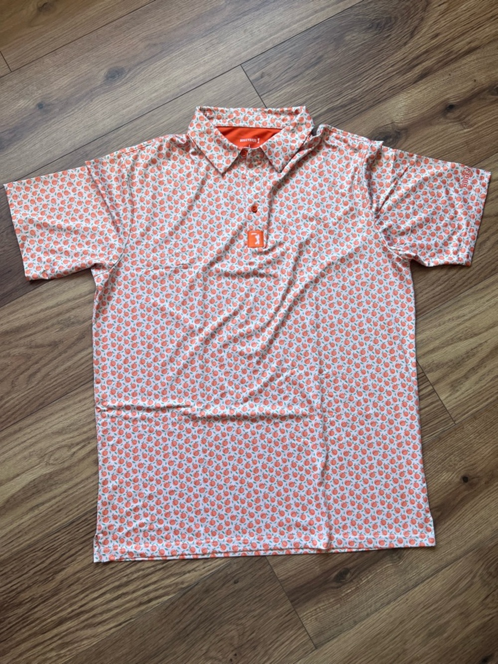 Bogey Bros Short-Sleeve Polo in Peach Print “Tooty Frooty”